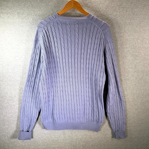 Brooks Brothers Sweater Women Large Purple Cable Knit Crew Long Sleeve Pullover - Picture 8 of 9